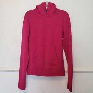 French Connection Fuchsia Knit Hoodie Sweater Top Sz L